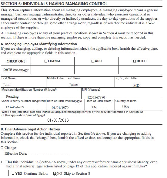 copy of medicare application